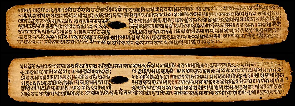 Leaves of a Sanskrit medical manuscript, Cikitsa-sara-sangraha; an example of the textual setting of traditional medicine