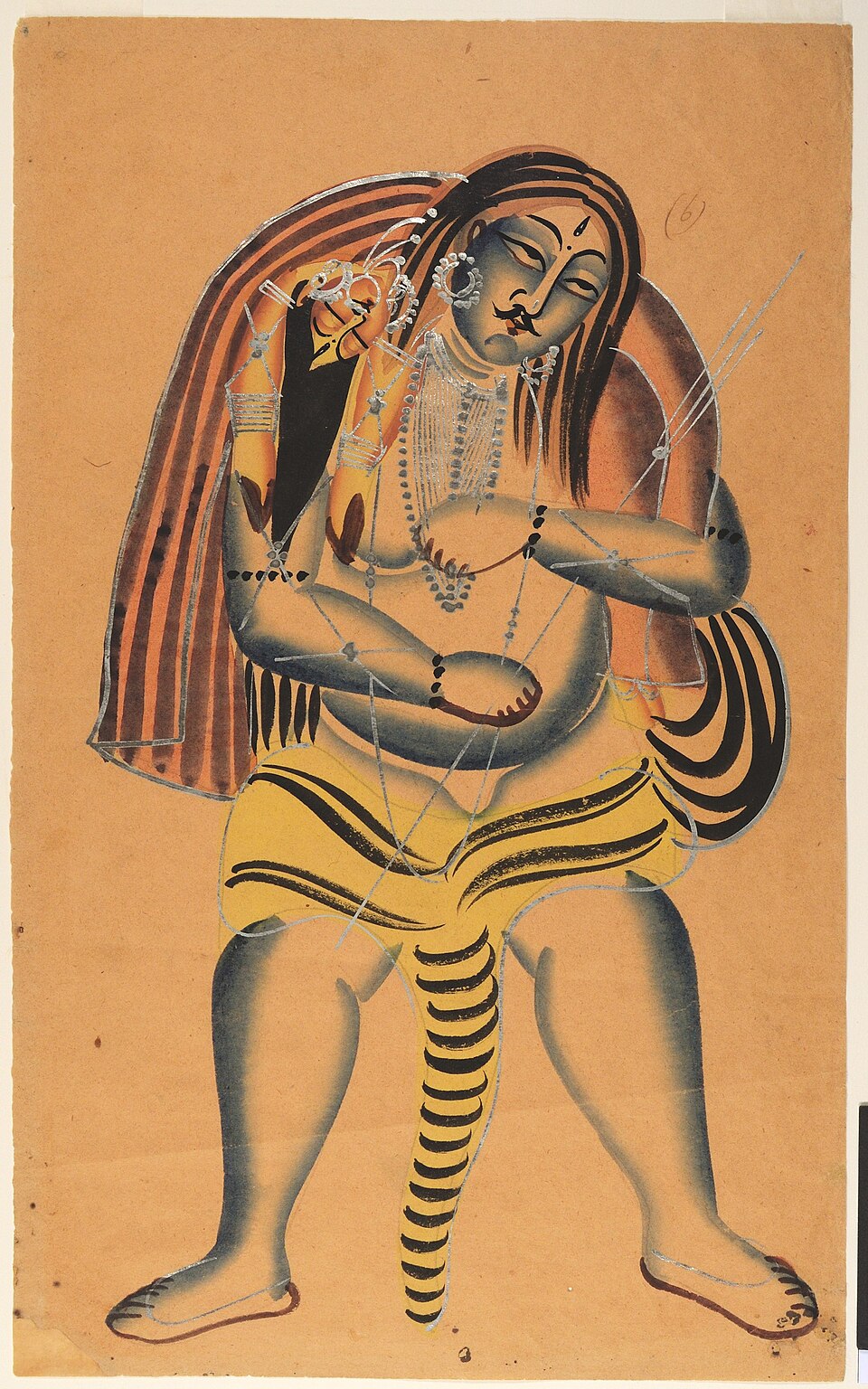 Shiva Carries the Corpse of Sati, a Kalighat painting in the Metropolitan Museum of Art (2000.313)