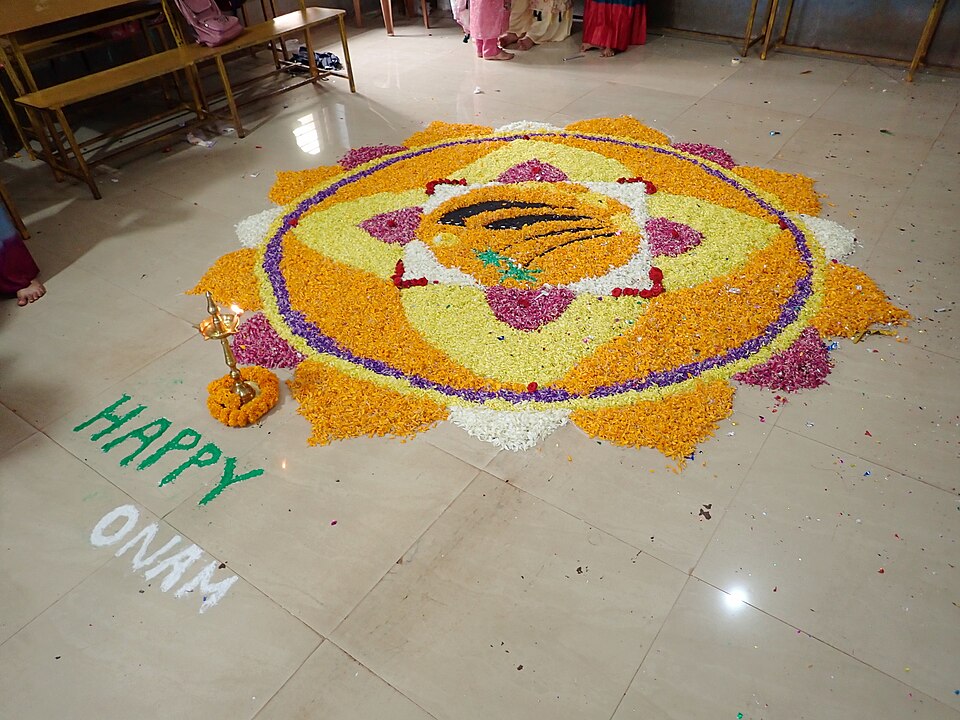 A pookalam made for Onam in Kasaragod