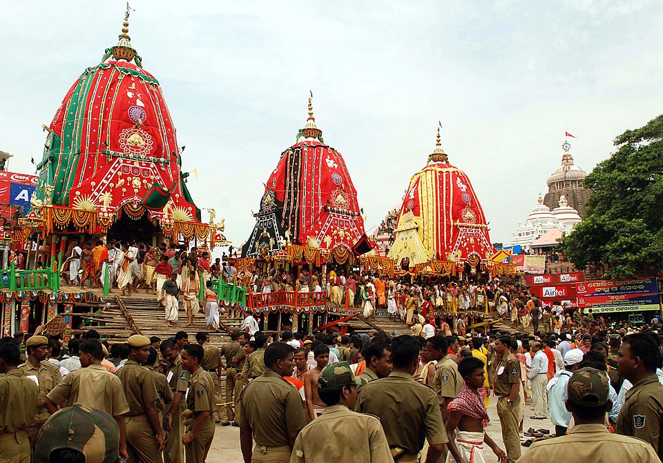 The chariots during Rath Yatra at Puri