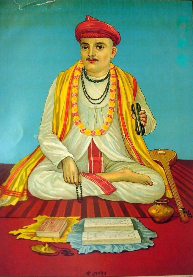 Devotional representation of Sant Dnyaneshwar (Jnanadeva), not a contemporary portrait of the medieval saint.
