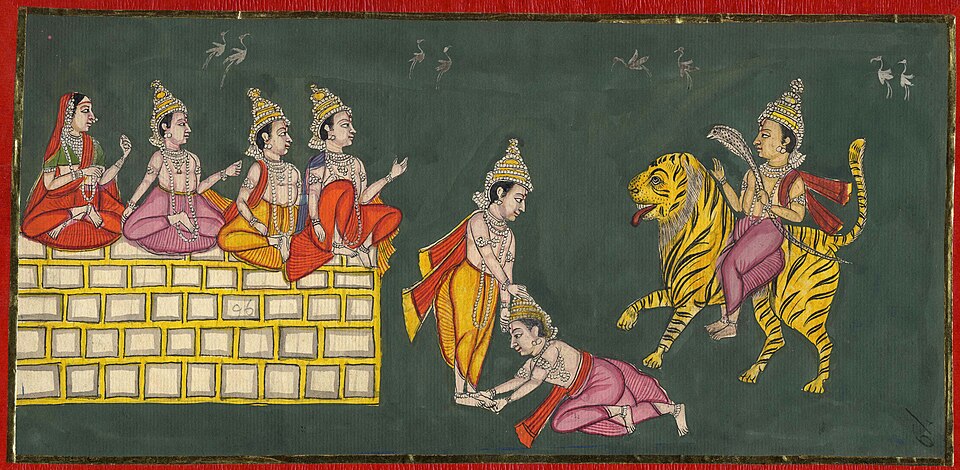 Devotional artwork depicting Dnyaneshwar and Changdev; an illustration of the saint’s remembered tradition, not the text of Pasaydan.