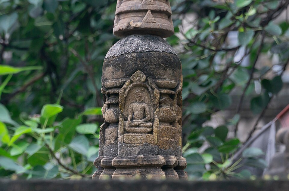 A votive stupa in the Mahabodhi Temple complex at Bodh Gaya