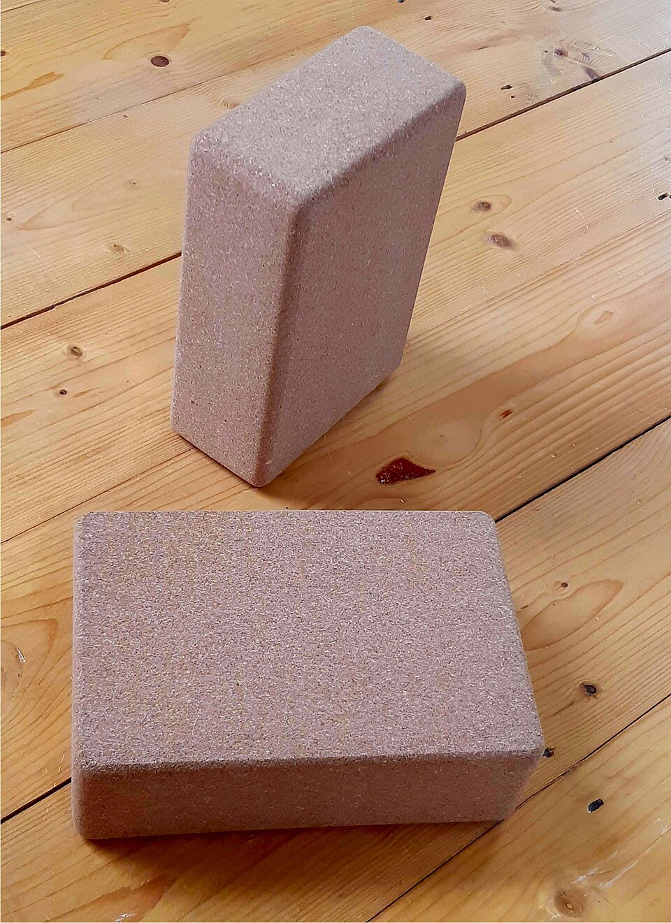 Cork blocks used as yoga props
