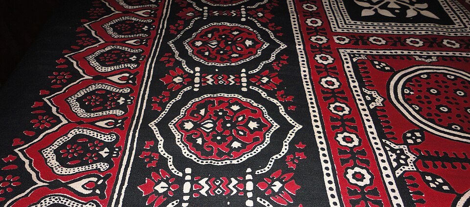 Ajrak textile illustrating the wider Sindhi and western Indian printing tradition