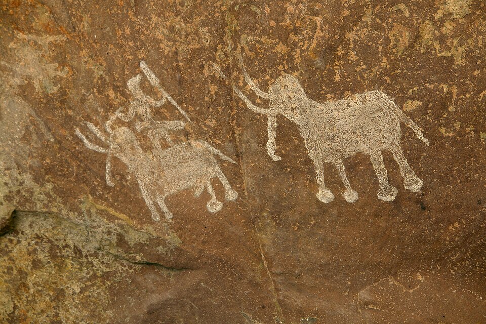 A painted rock surface at Bhimbetka, Madhya Pradesh