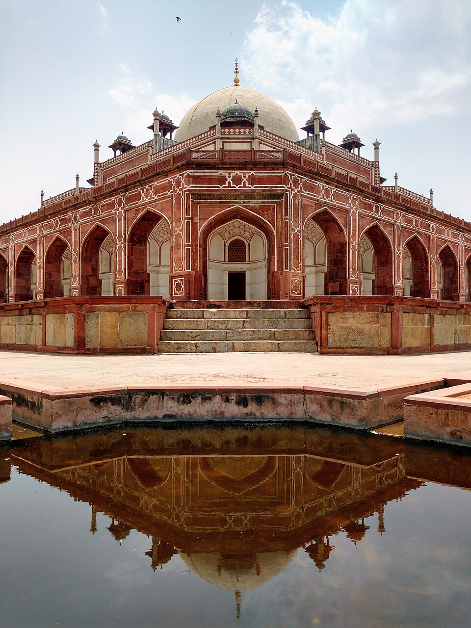Humayun’s Tomb in Delhi, reflected in water