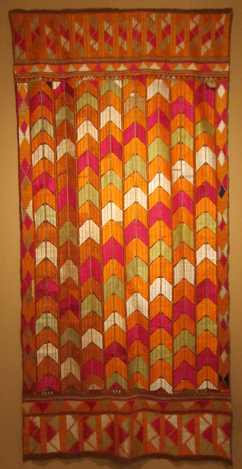 Twentieth-century Phulkari bridal shawl from Punjab, Honolulu Museum of Art
